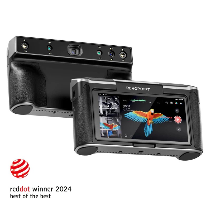 Revopoint Miraco 3D Scanner: Präzision trifft Innovation Das integrierte Vierfach-Tiefenkamerasystem und der leistungsstarke 8-Kern-Prozessor mit 2,4 GHz sorgen für schnelle und präzise Scans, während der 180° einstellbare Bildschirm maximale Flexibilität beim Scannen bietet.