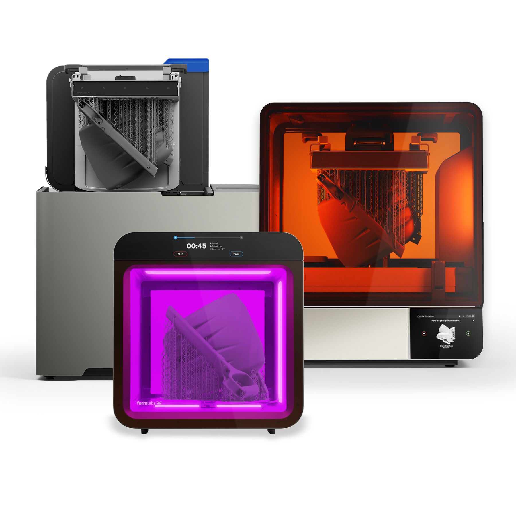 Formlabs Form 4L + Wash L + Cure L (2L) Formlabs Form Wash L und Form Cure L (2L) – vollständig integrierte Nachbearbeitung für den Form 4L, die großformatige Resin-Bauteile schnell, reproduzierbar und prozesssicher vom Druck zur einsatzbereiten Qualität führt