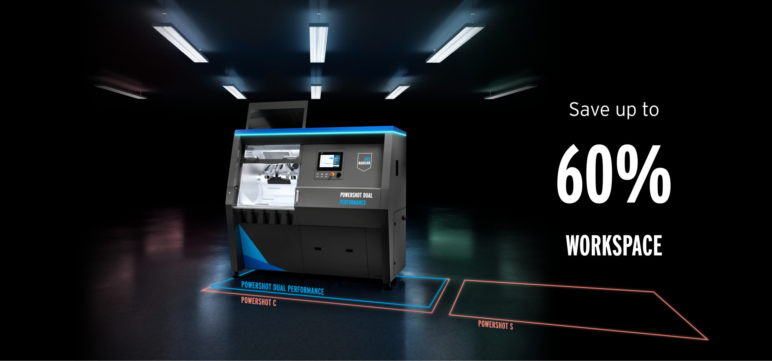 DyeMansion Dual Performance – Die perfekte Lösung für Cleaning und Surfacing DyeMansion Dual Performance Strahlanlage für Reinigung und Oberflächenveredelung von 3D-Druckteilen