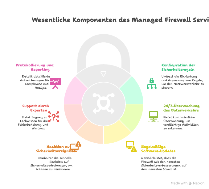 Was beinhaltet der Managed Firewall Service im Normallfall?